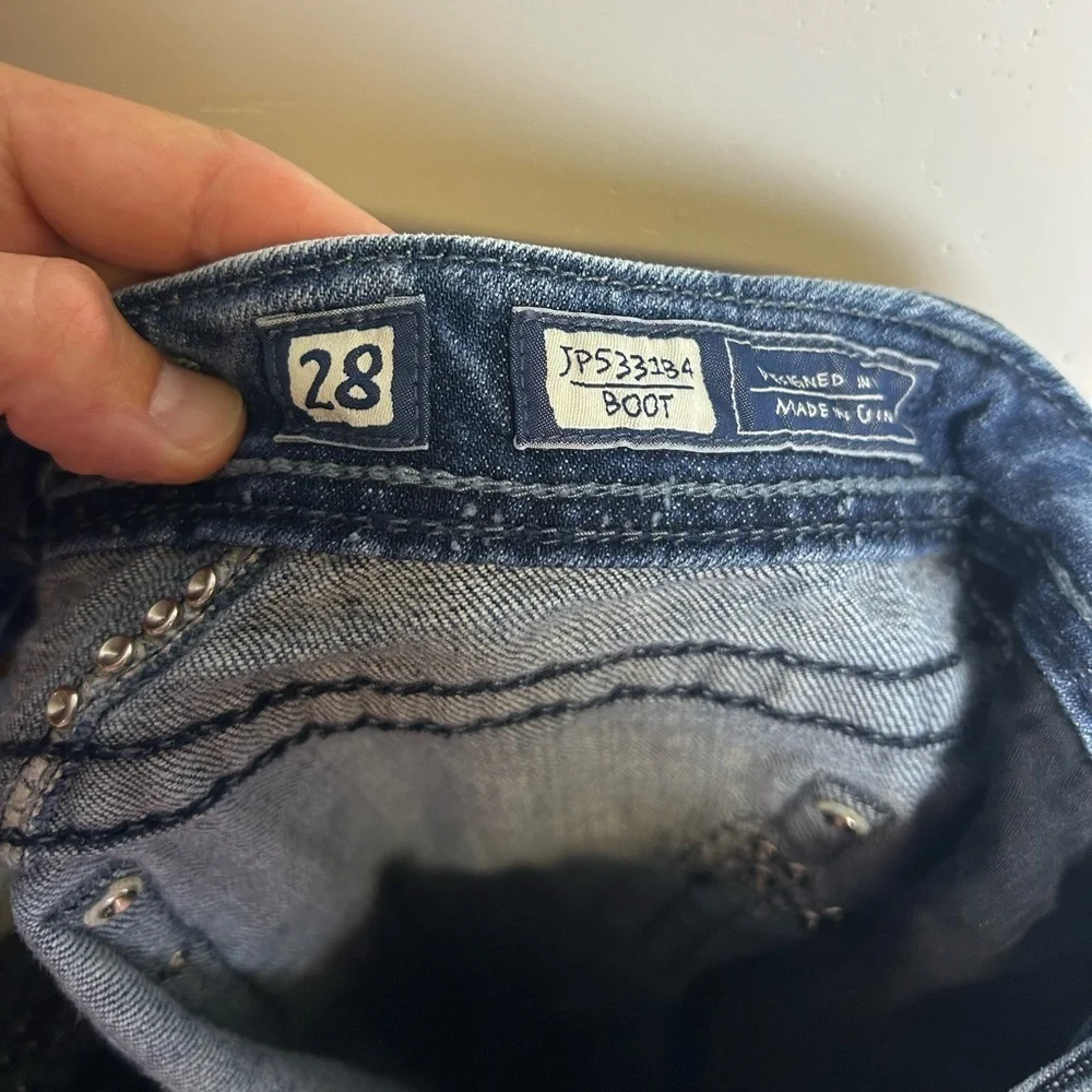 Vintage Miss Me‎ Angel Wigs Blue Jeans Size 28 Boocut Cowgirl low rise Western